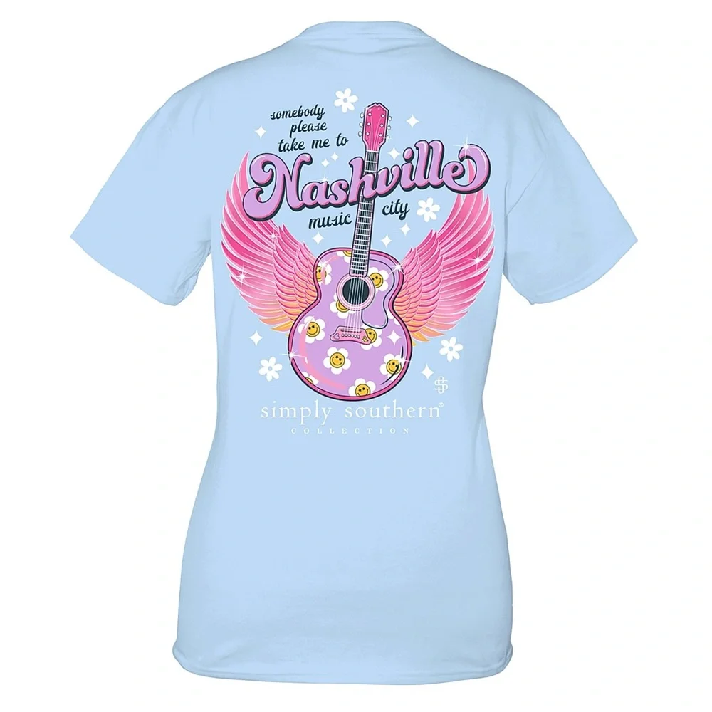 ✨🆕🪽🎸🪽SIMPLY SOUTHERN SOMEBODY PLEASE TAKE ME TO NASHVILLE MUSIC CITY TEE🎸🪽 - Picture 5 of 5